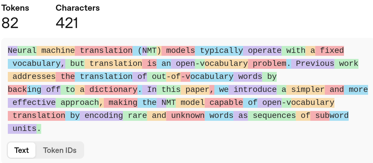 Neural machine translation (NMT) mod- els typically operate with a fixed vocabu- lary, but translation is an open-vocabulary problem. Previous work addresses the translation of out-of-vocabulary words by backing off to a dictionary.